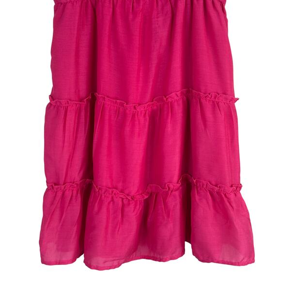 Altar'd State Mini Dress Womens M Pink Ruffle Smocked Boho Cottagecore Barbie - Picture 3 of 6